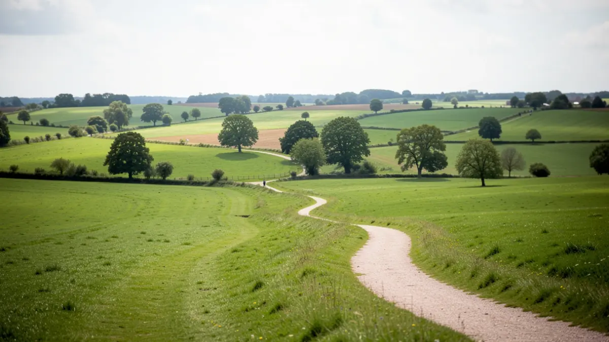 Generieke afbeelding van een groen landschap met wandelpaden in Vlaanderen.