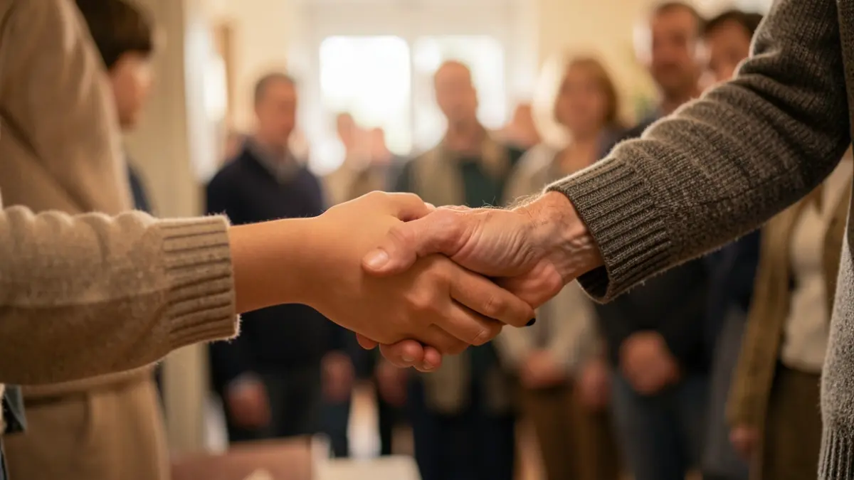 Young hands holding an older person's hand, symbolizing care and support.