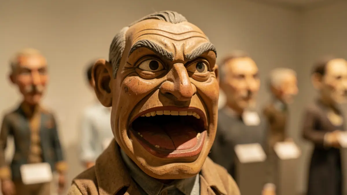 Generic image: against a blurred background of a museum exhibition with other puppets.