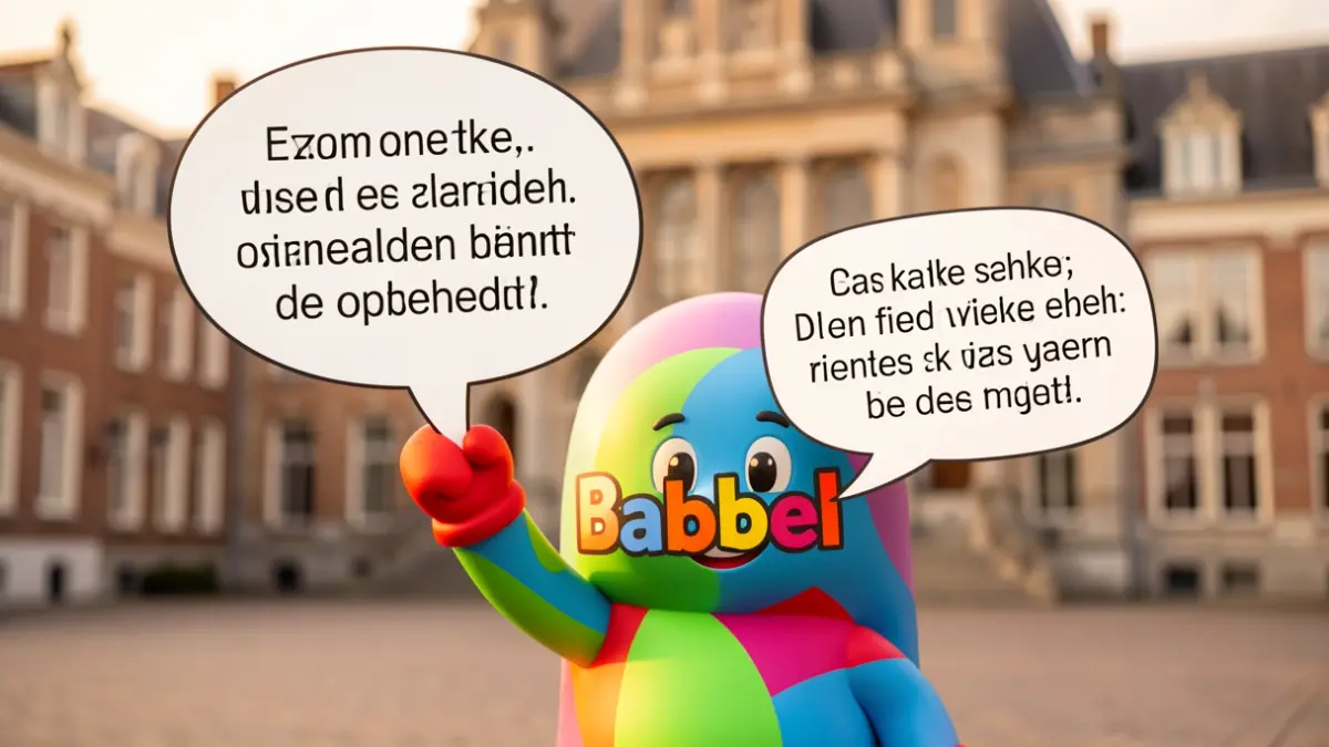 Generieke afbeelding van een vriendelijke, voor een wazige achtergrond van een Vlaams stadhuis.